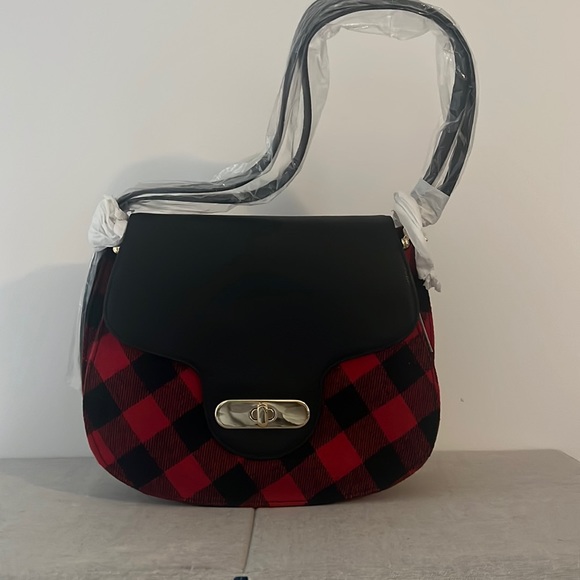 NWT Talbots red and black houndstooth satchel - Picture 1 of 5